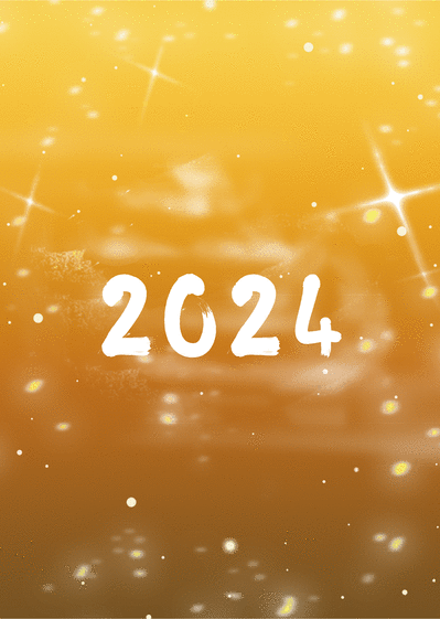 Carte La nouvelle année 2024 dorée Carte de voeux 2024 