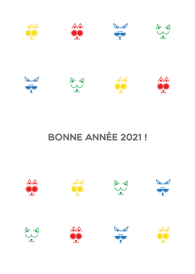 Carte Mimiques de chats pour 2021 Carte de voeux 2021 chat mignon