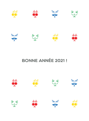 Carte Mimiques de chats pour 2021 Carte de voeux 2021 chat mignon