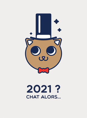 Carte bonne année 2021 chat alors Carte de voeux 2021 chat mignon