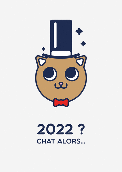 Carte bonne année 2022 chat alors Carte de voeux 2022 chat mignon