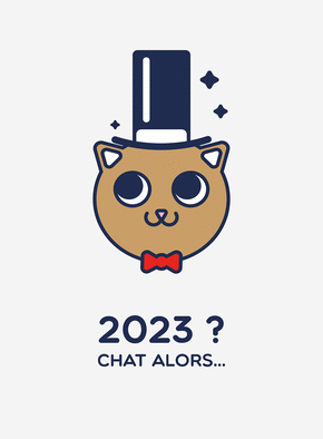 Carte bonne année 2023 chat alors Carte de voeux 2023 chat mignon