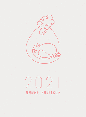 Carte Une nouvelle année 2021 paisible Carte de voeux 2021 chat mignon