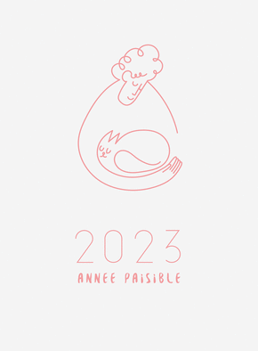 Carte Une nouvelle année 2023 paisible Carte de voeux 2023 chat mignon