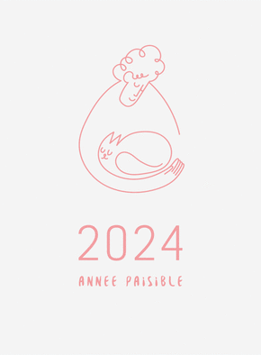 Carte Une nouvelle année 2024 paisible Carte de voeux 2024 chat mignon