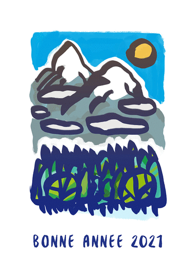 Carte Bonne année 2021 et nature en montagne Carte de voeux Nature 2021