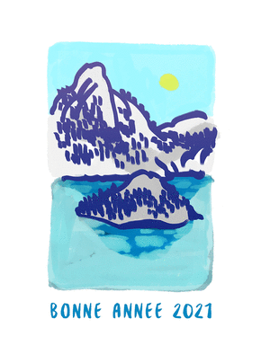 Carte Bonne année 2021 lac de montagne Carte de voeux Nature 2021