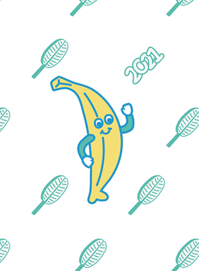 Carte Petite banane souhaite la bonne année 2021 Carte de voeux 2021 enfant et mignonne