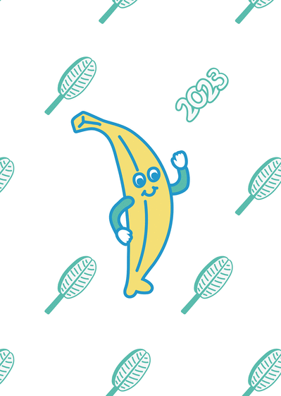 Carte Petite banane souhaite la bonne année 2022 Carte de voeux 2022 enfant et mignonne
