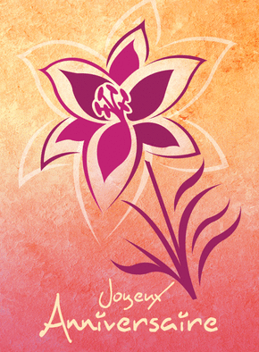 Carte Fleur violette joyeux anniversaire Carte anniversaire fleurs