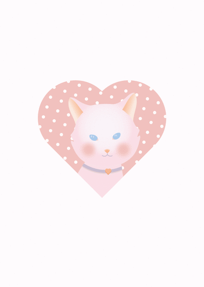 Carte Un petit chat dans un coeur Carte avec coeurs
