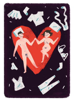 Carte Deux amoureux dans un lit coeur Carte saint valentin