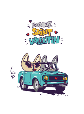 Carte Petit couple de chats Carte Saint Valentin humour