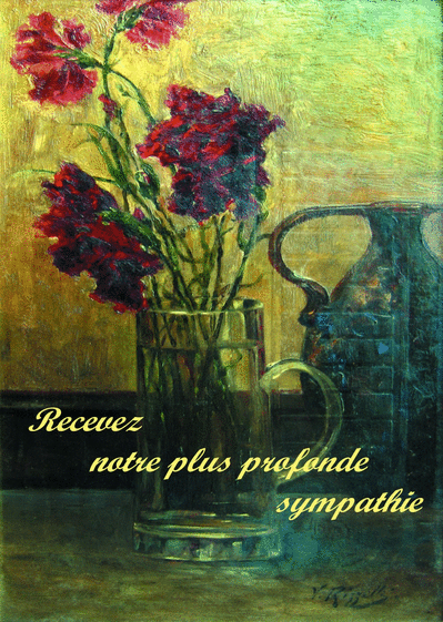 Carte Peinture recevez notre plus profonde sympathie Carte condoléances fleurs