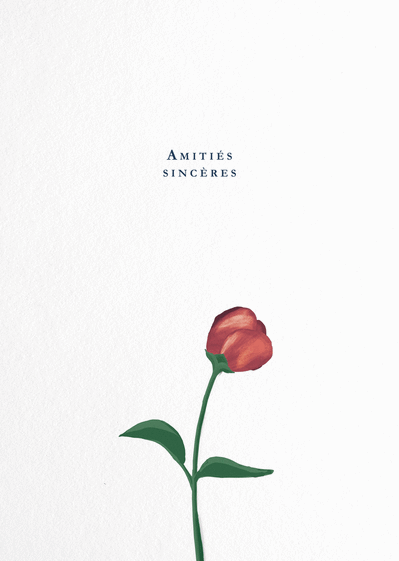 Carte Amitiés sincères avec une fleur Carte condoléances