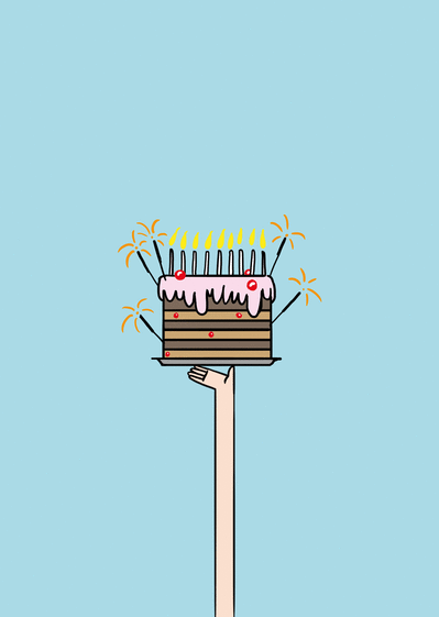 Carte Un gâteau d'anniversaire à bout de bras Carte gateau d'anniversaire