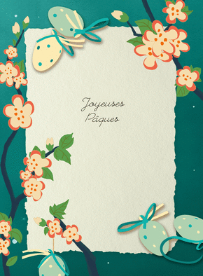 Carte Joyeuses Pâques fleuries Carte de Pâques