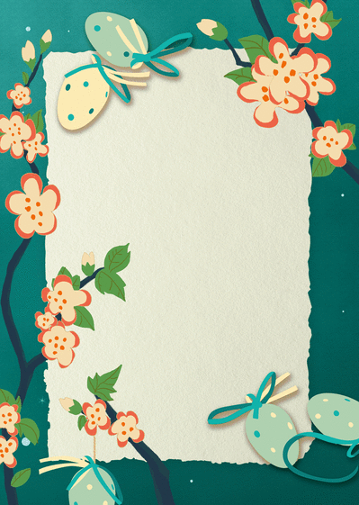 Carte Cadre de Pâques avec des fleurs Carte Pâques personnalisable