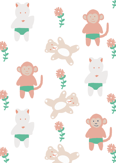 Carte Petits animaux fille Faire-part naissance personnalisé