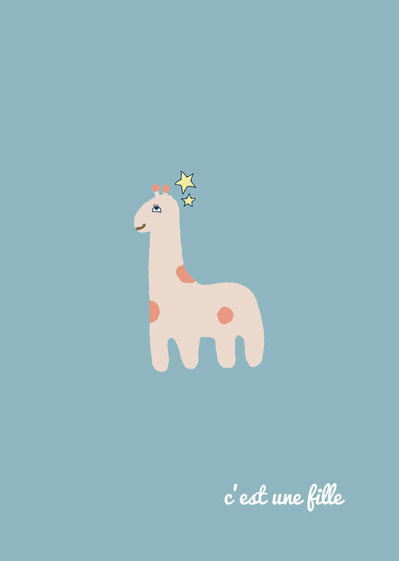 Carte La petite girafe rose Faire-part naissance fille