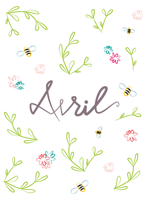 Carte Avril sur fond fleuri Carte d'avril et du printemps