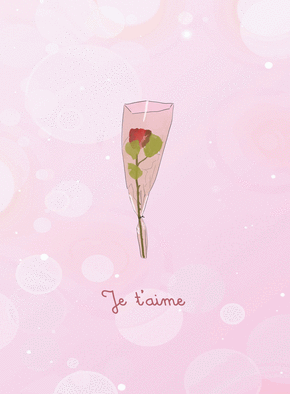 Carte Je t'aime avec une rose Carte saint valentin