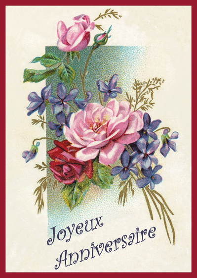 Carte Des roses pour un joyeux anniversaire Carte anniversaire ancienne