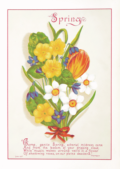 Carte  ancienne bouquet de printemps Carte de Juin