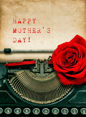 Carte Happy mother's day avec une machine à écrire Carte fête des mères