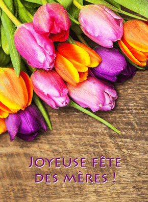 Carte Joyeuse fête des mères et tulipes Carte fête des mères avec des fleurs