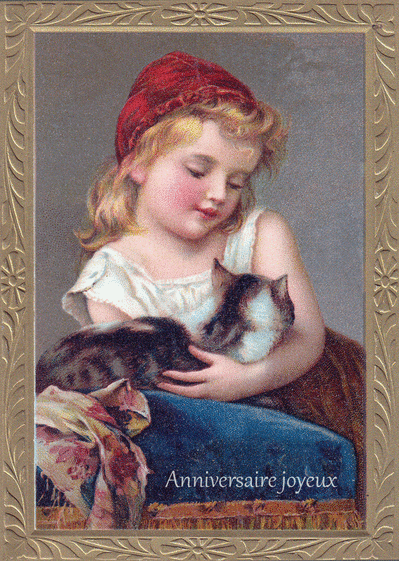 Carte Anniversaire joyeux et petit chaton Carte anniversaire ancienne