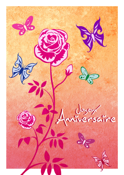 Carte Joyeux anniversaire et papillons Carte anniversaire fleurs