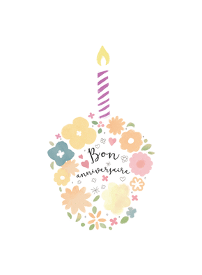 Carte Gâteau d'anniversaire de fleurs Carte anniversaire