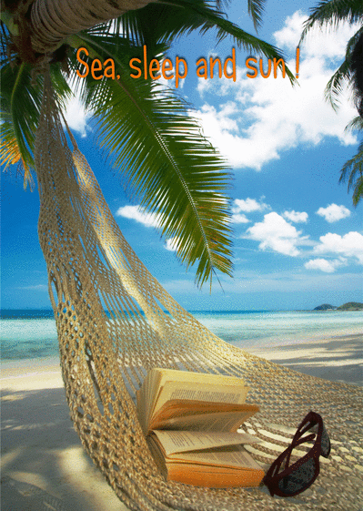 Carte Sea, sleep and sun Carte postale d'août et vacances