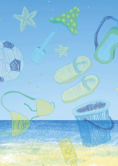 Carte Souvenirs sur fond de mer Carte souvenir de vacances