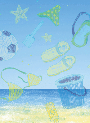 Carte Souvenirs sur fond de mer Carte souvenir de vacances