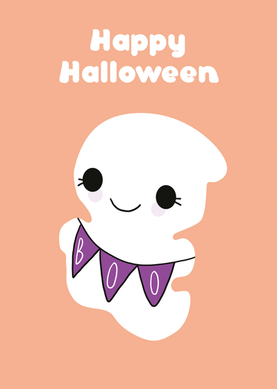 Carte Boo le petit fantôme de halloween Carte Halloween pour enfant