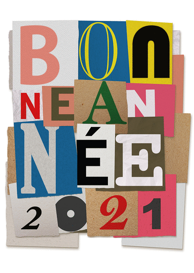 Carte Lettres découpées bonne année 2022 Carte de voeux design 2022