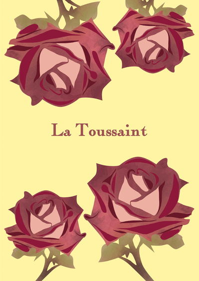 Carte La Toussaint avec des roses Carte de la Toussaint