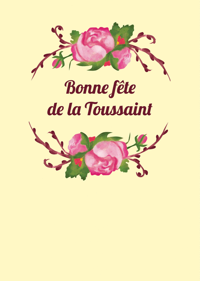 Carte Encadré de roses pour la Toussaint Carte de la Toussaint