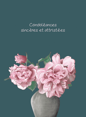 Carte Condoléances et fleurs dans un vase Carte condoléances