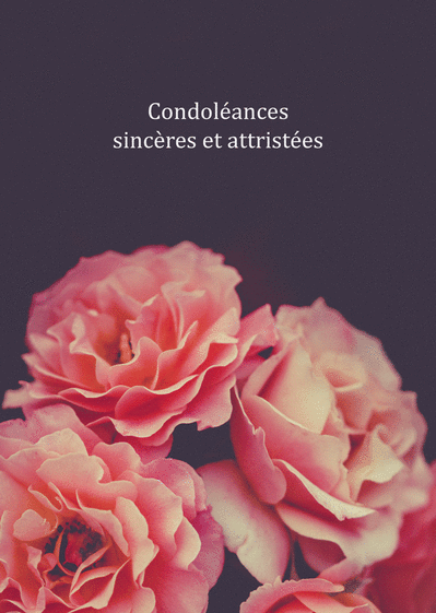 Carte Condoléances attristées et fleurs Carte condoléances fleurs