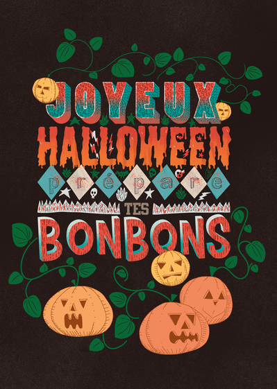 Carte Prépare tes bonbons pour halloween Carte halloween