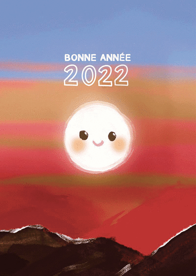 Carte Bonne année 2022 paysage de montagne Carte de voeux originale pour 2022