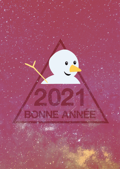 Carte Bonne année 2021 bonhomme de neige Carte de voeux originale pour 2021