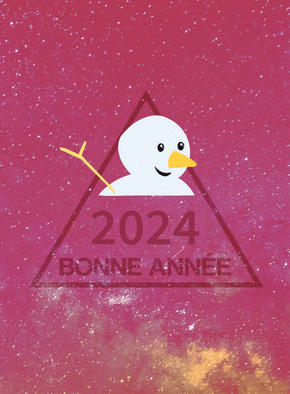 Carte Bonne année 2024 bonhomme de neige Carte de voeux originale pour 2024