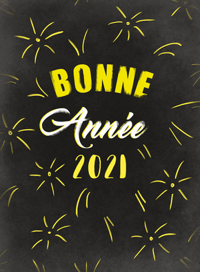 Carte bonne année 2021 feu d`artifice Carte de voeux 2021 avec feu d'artifice