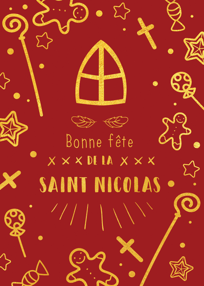 Carte Bonne fête de la Saint Nicolas fond rouge Carte saint nicolas