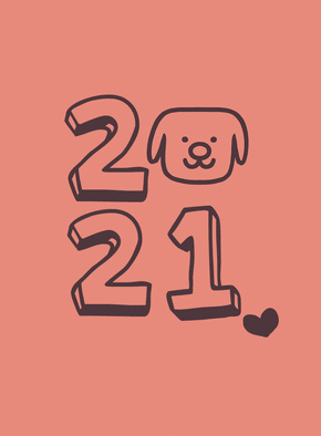 Carte bonne année 2021 petit chien Carte de voeux 2021 enfant et mignonne