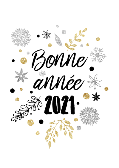 Carte Bonne année 2021 sur fond blanc Carte de voeux 2021